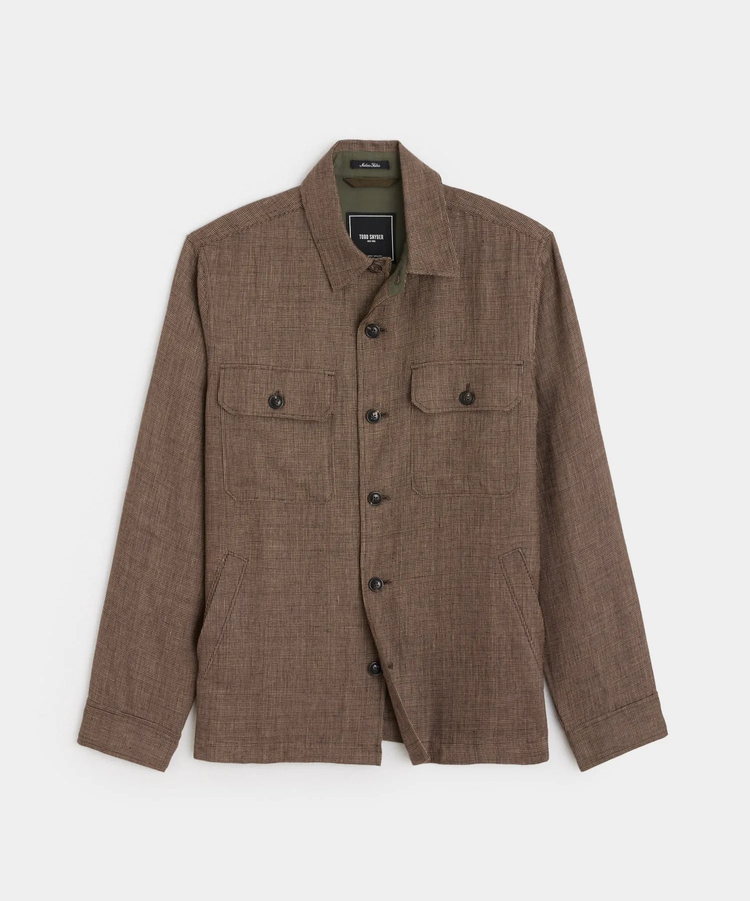 Textured Tailored Shirt Jacket in Brown