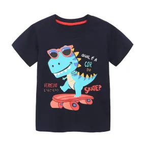 Toddler/Kid Boy's Dinosaur Print with Letter Print Short Sleeve T-shirt