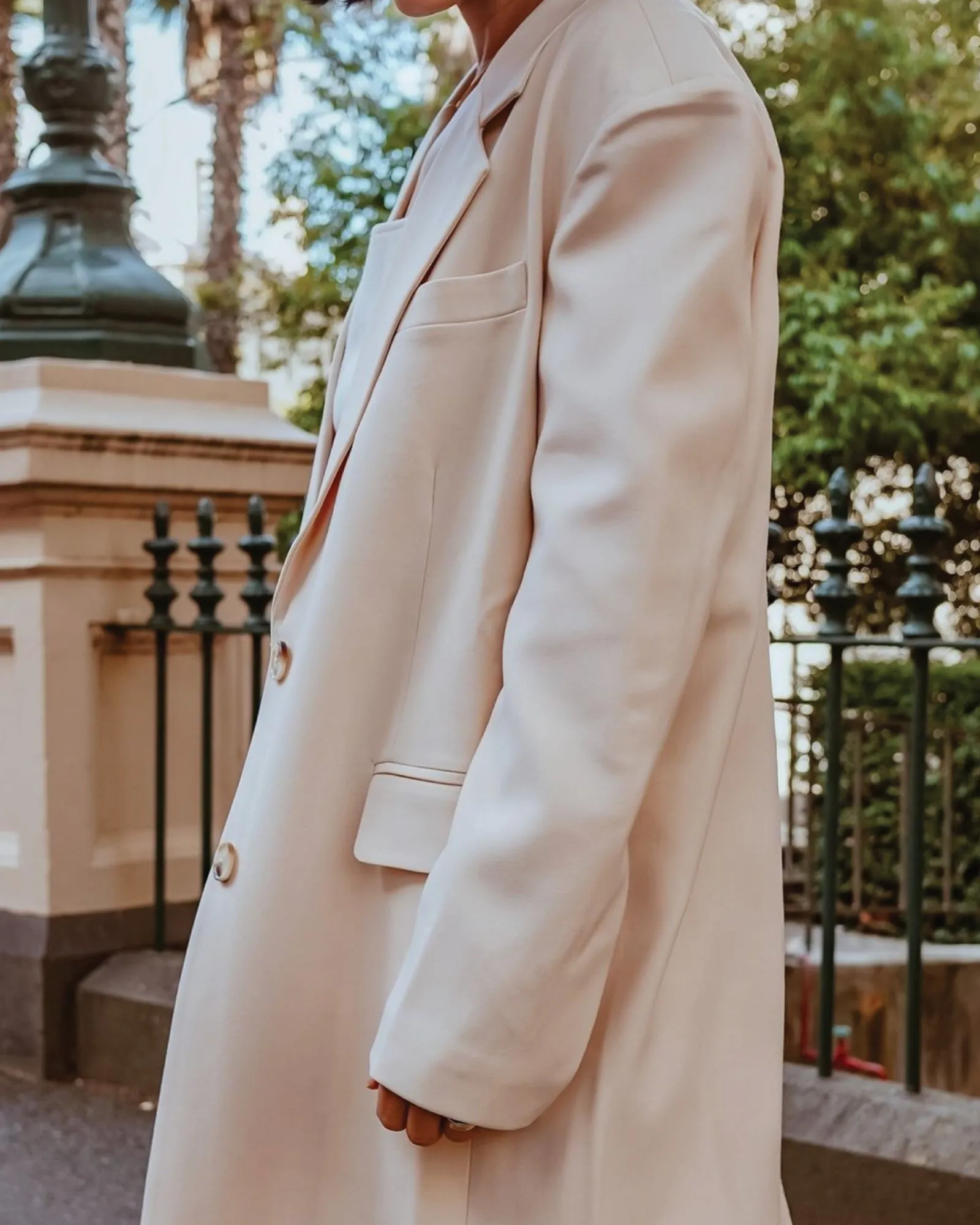 Transcendent Asymmetric Split Hem Coat - French Vanilla