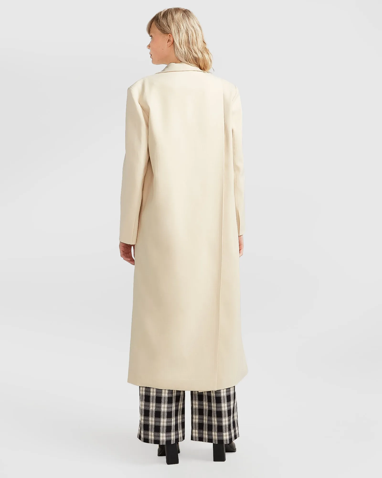 Transcendent Asymmetric Split Hem Coat - French Vanilla