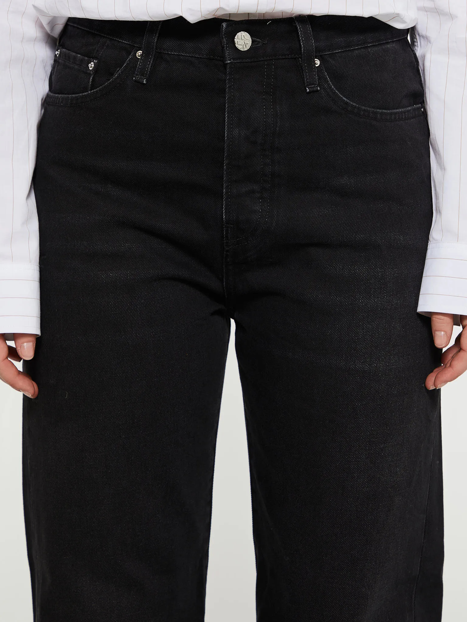 Twisted Seam Denim Full Length in Faded Black