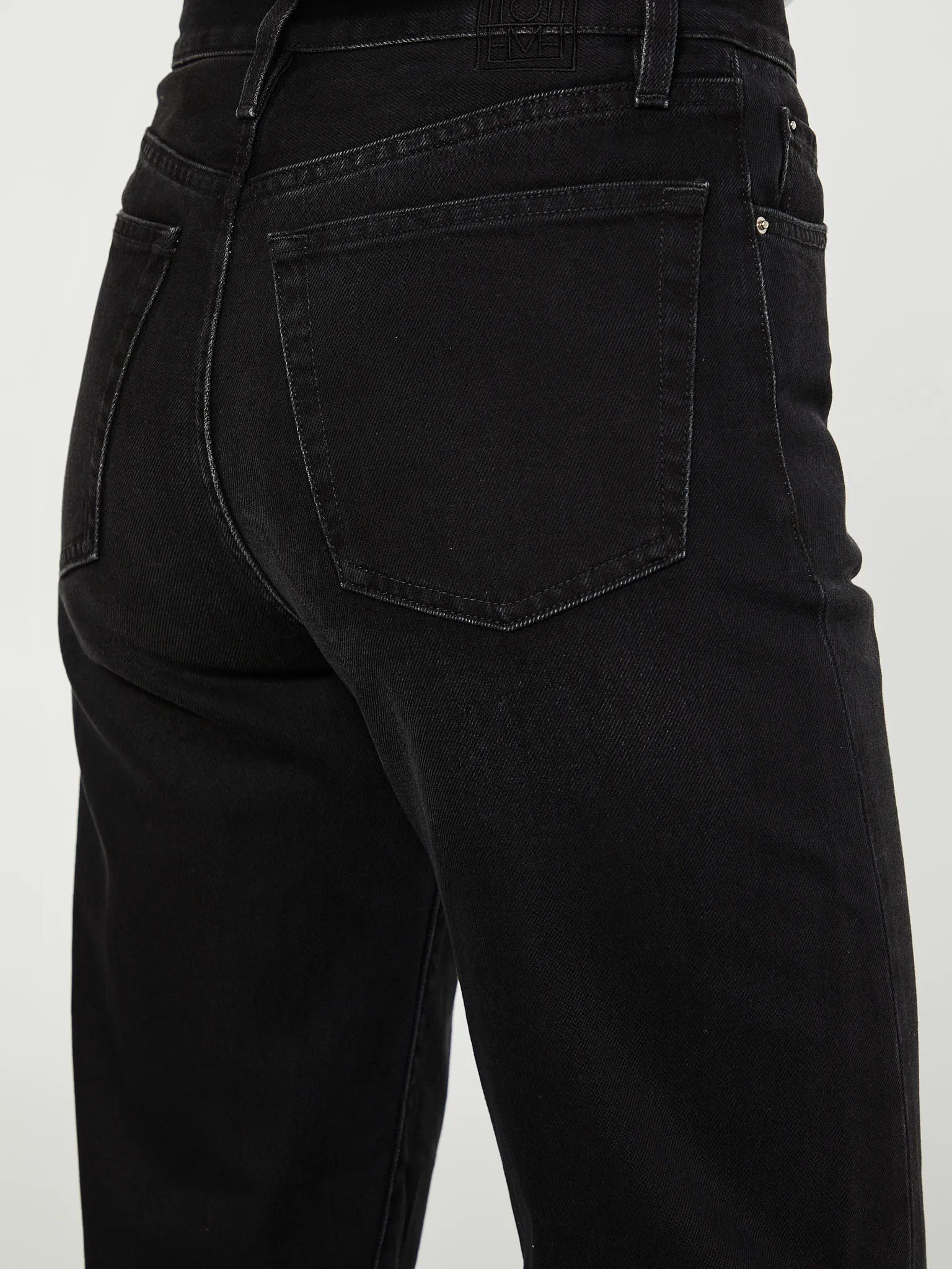 Twisted Seam Denim Full Length in Faded Black