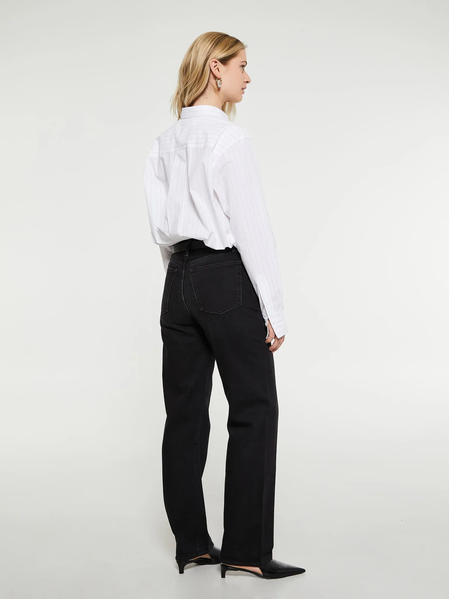 Twisted Seam Denim Full Length in Faded Black