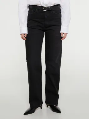 Twisted Seam Denim Full Length in Faded Black