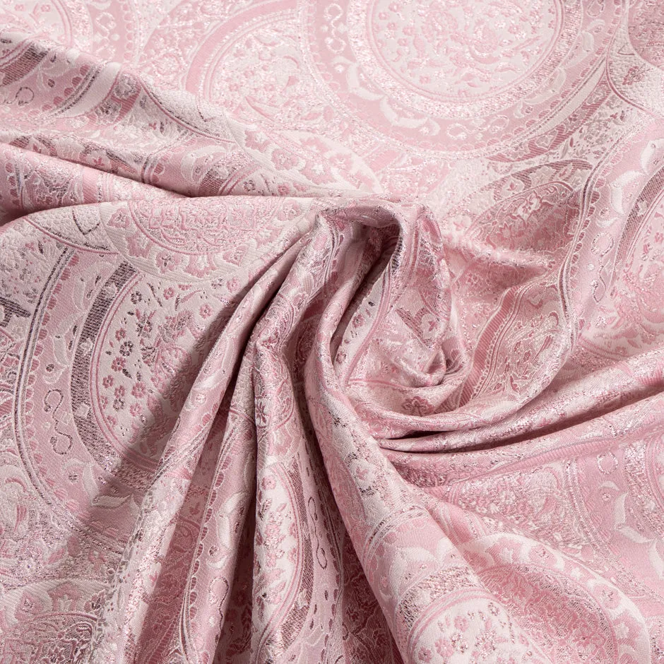 Two-Tone Pink Circle Jacquard Silk Blend Brocade