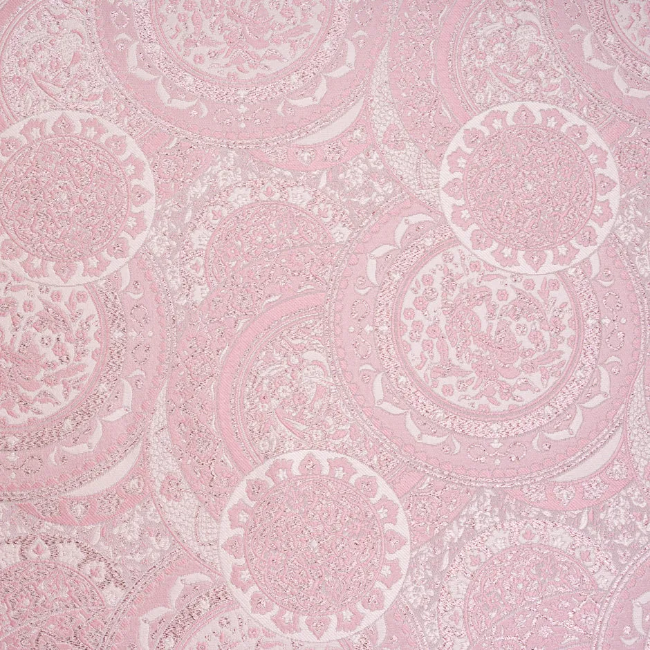 Two-Tone Pink Circle Jacquard Silk Blend Brocade