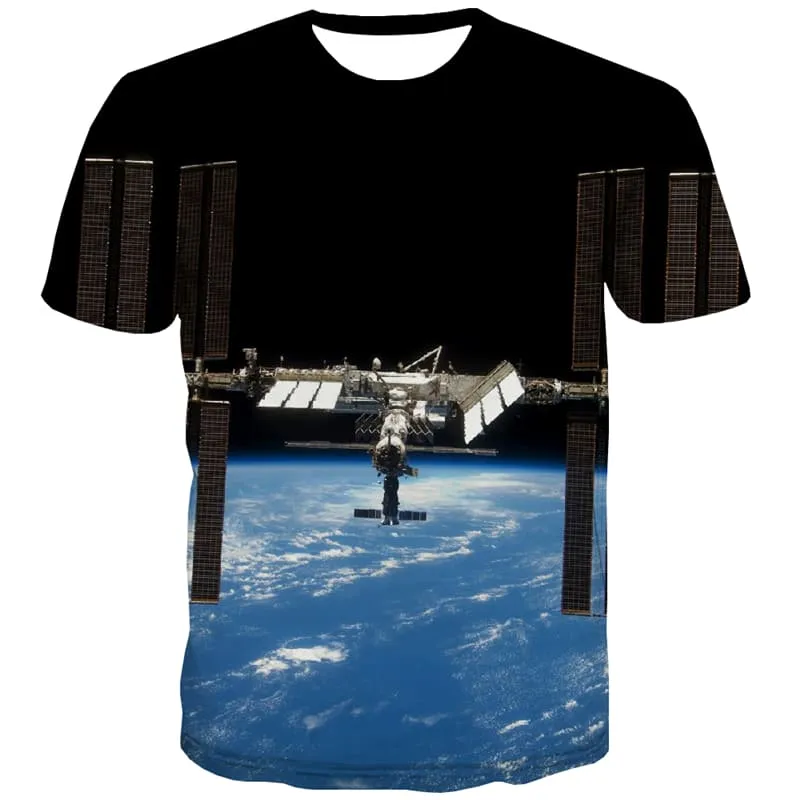 Universe T shirts Men Space Tshirt Printed Earth T-shirts 3d Metal Shirt Print