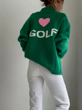 VARSITY GREEN GOLF CARDIGAN