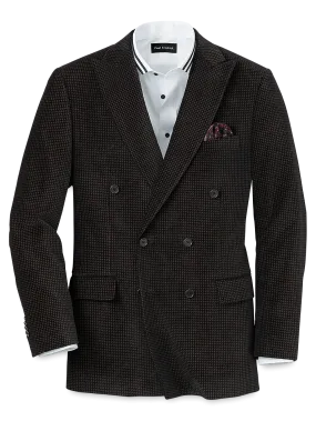 Velvet Double Breasted Peak Lapel Sport Coat - Black/gold