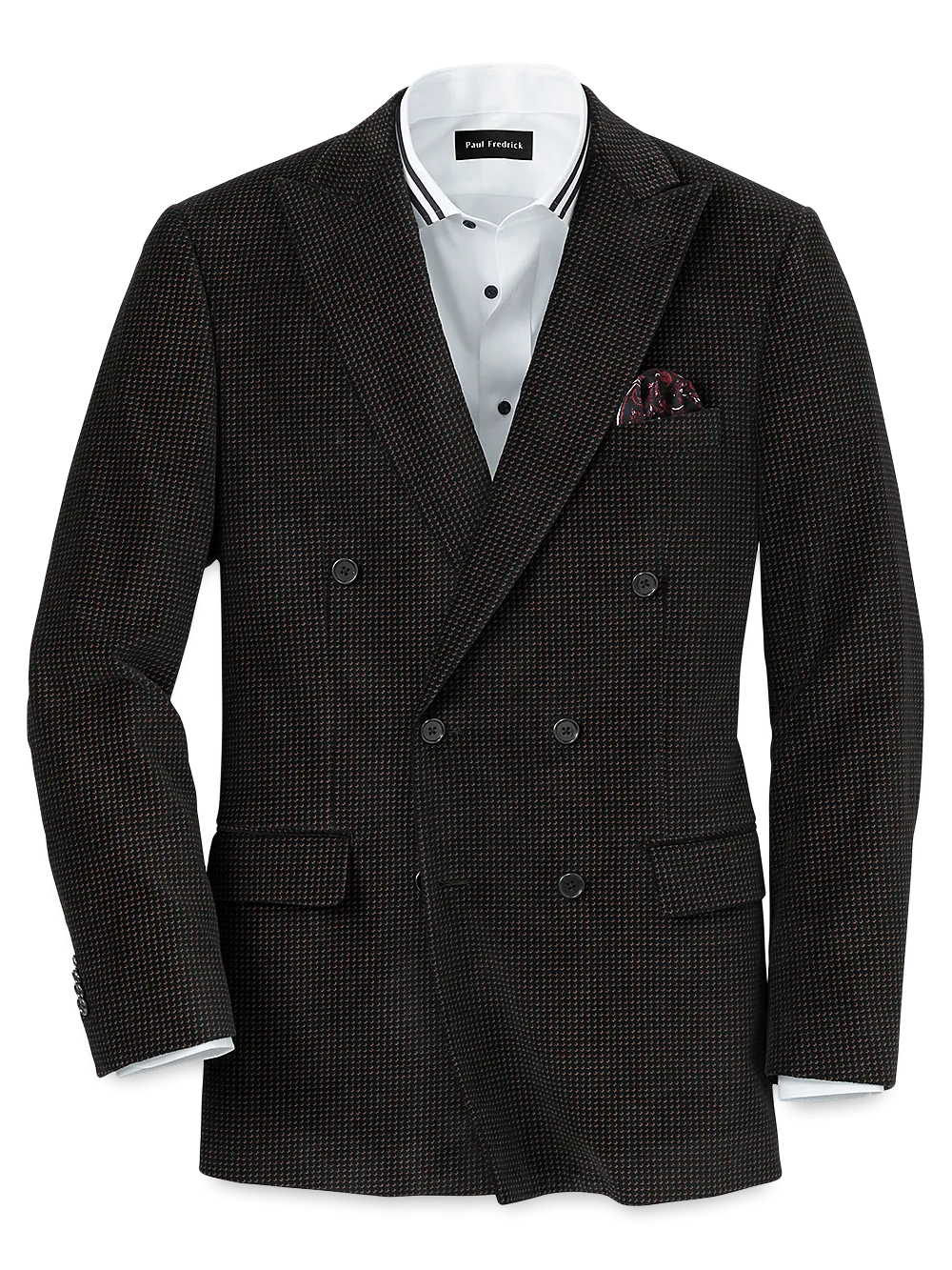 Velvet Double Breasted Peak Lapel Sport Coat - Black/gold