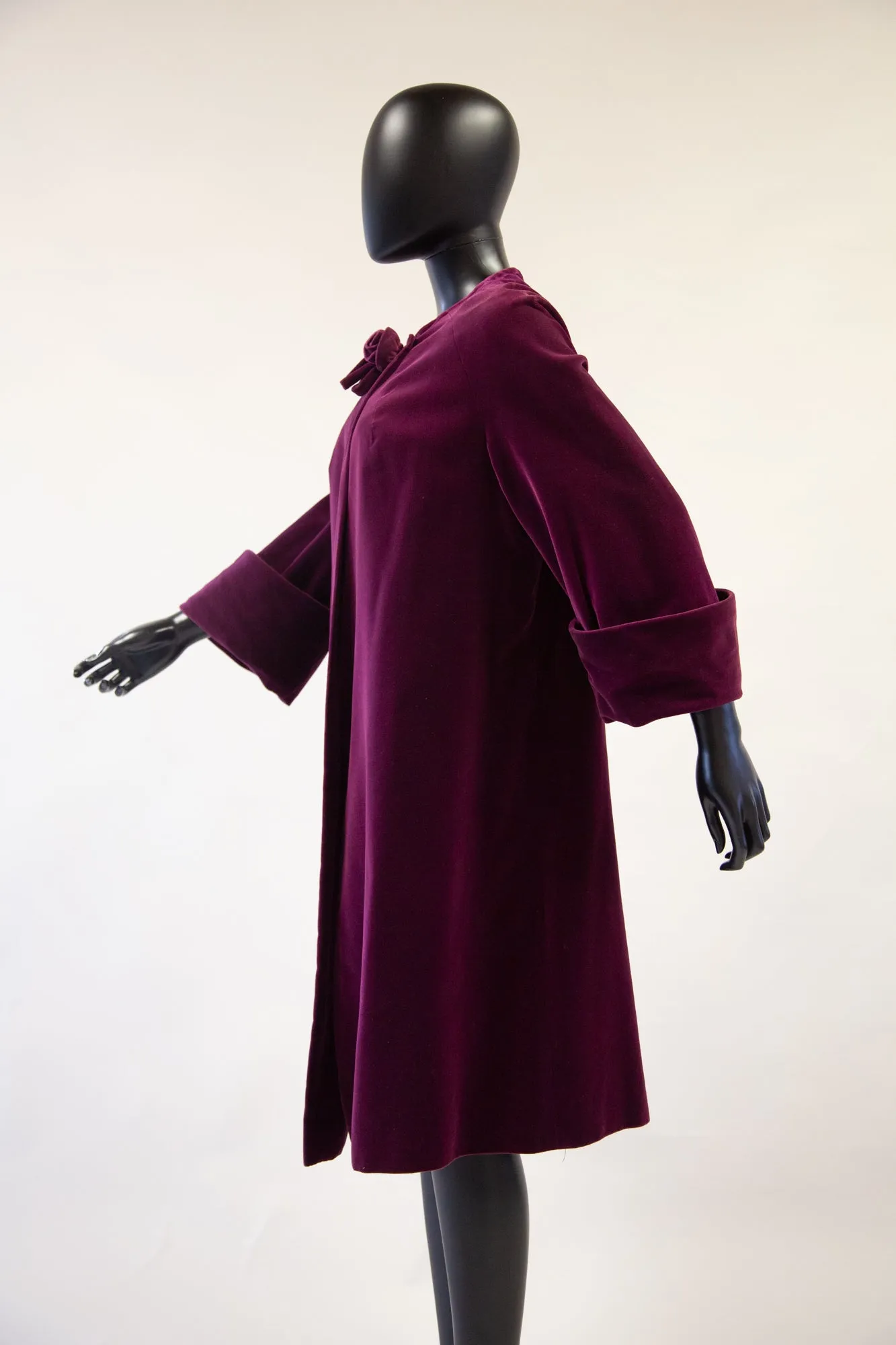 Vintage 1950s Plum Velvet Duster Coat