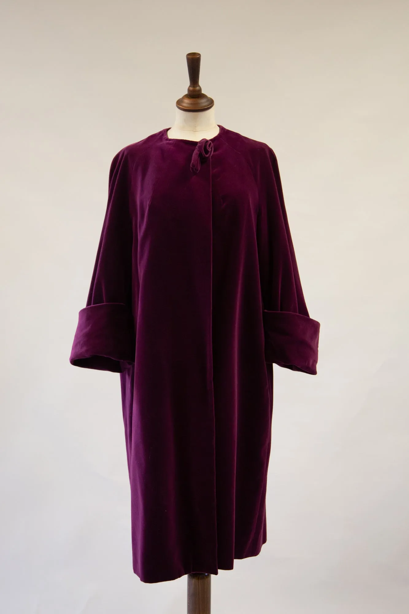 Vintage 1950s Plum Velvet Duster Coat