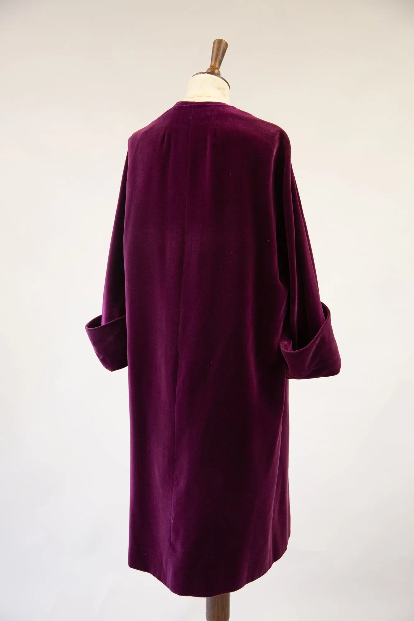 Vintage 1950s Plum Velvet Duster Coat