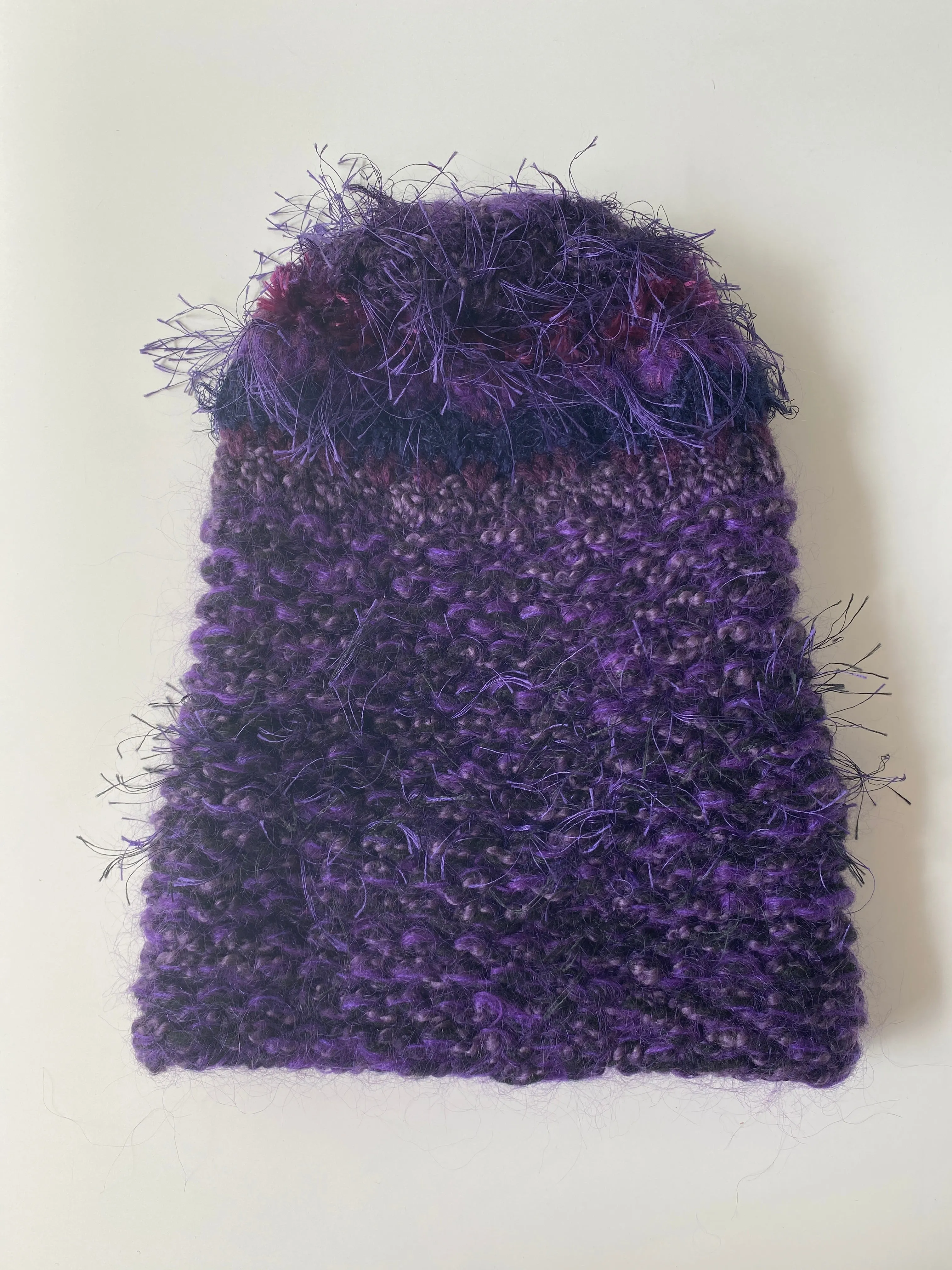 Vintage Purple Fuzzy Knit Beanie Hat