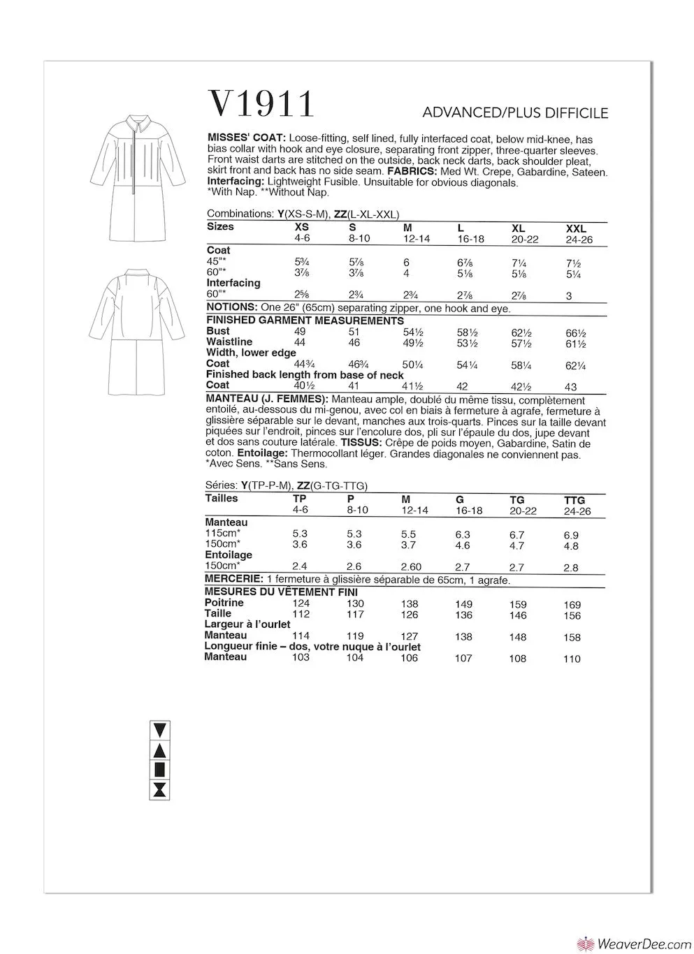 Vogue Pattern V1911 Misses' Coat by Guy Laroche