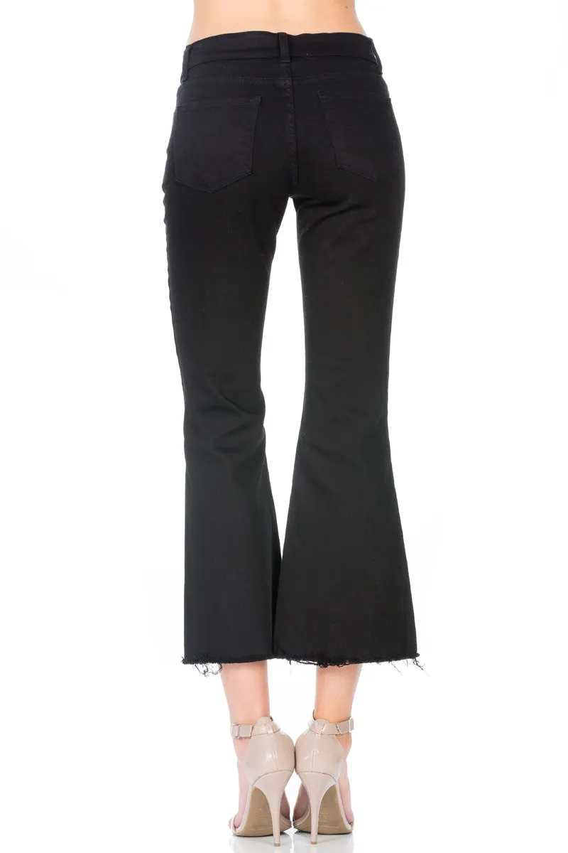 Walk of Fame Culotte Denim Flared Jeans Black