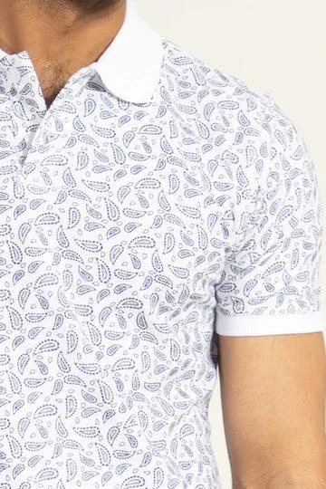 White Printed Polo | Cougar