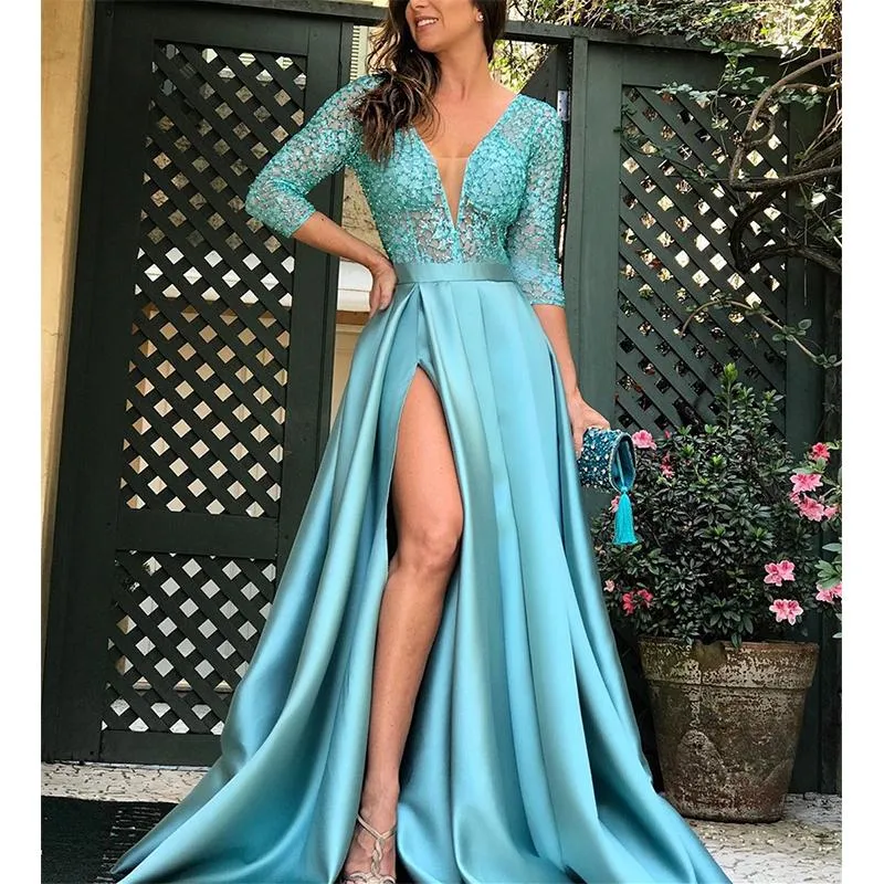 Women evening party big swing sexy deep v neck maxi dresses