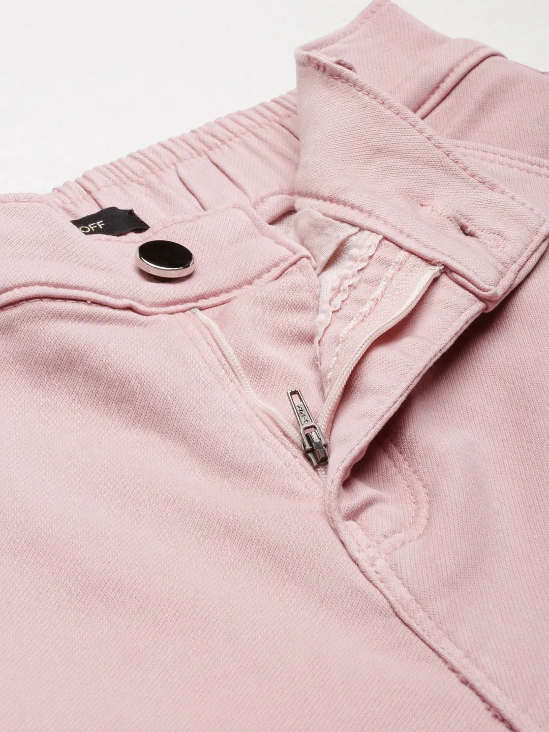 Women Pink Solid Jogger Denim Jeans