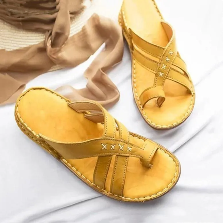 Women summer casual wedge peep toe slide sandals