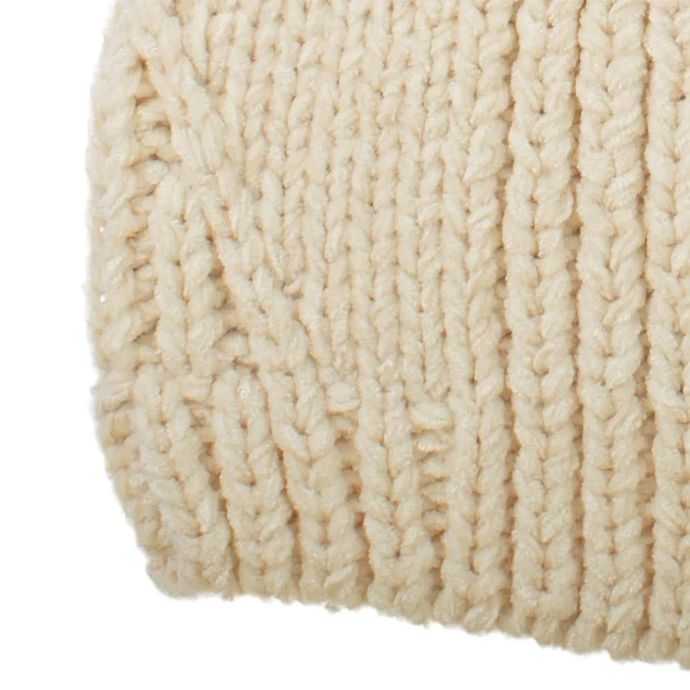 Women's Chenille Hat with Faux Fur Pom