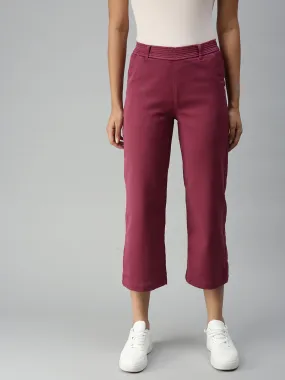 Women's Mauve Solid Denim Straight Jeans