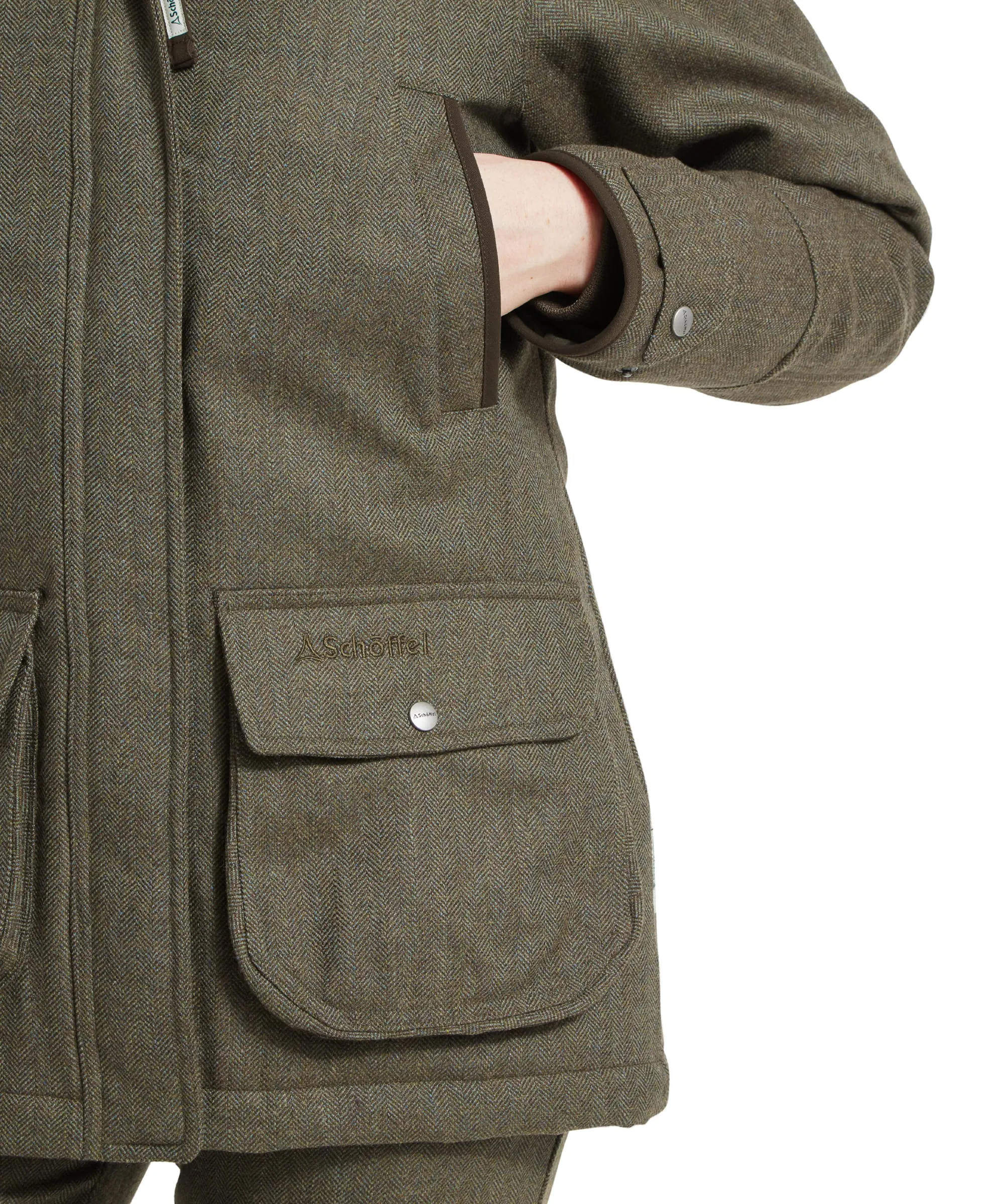 Women's Ptarmigan Tweed Coat - Loden Green Herringbone Tweed