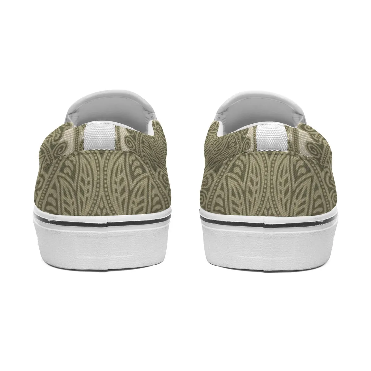 Women's Slip On Sneakers Paisley olive print