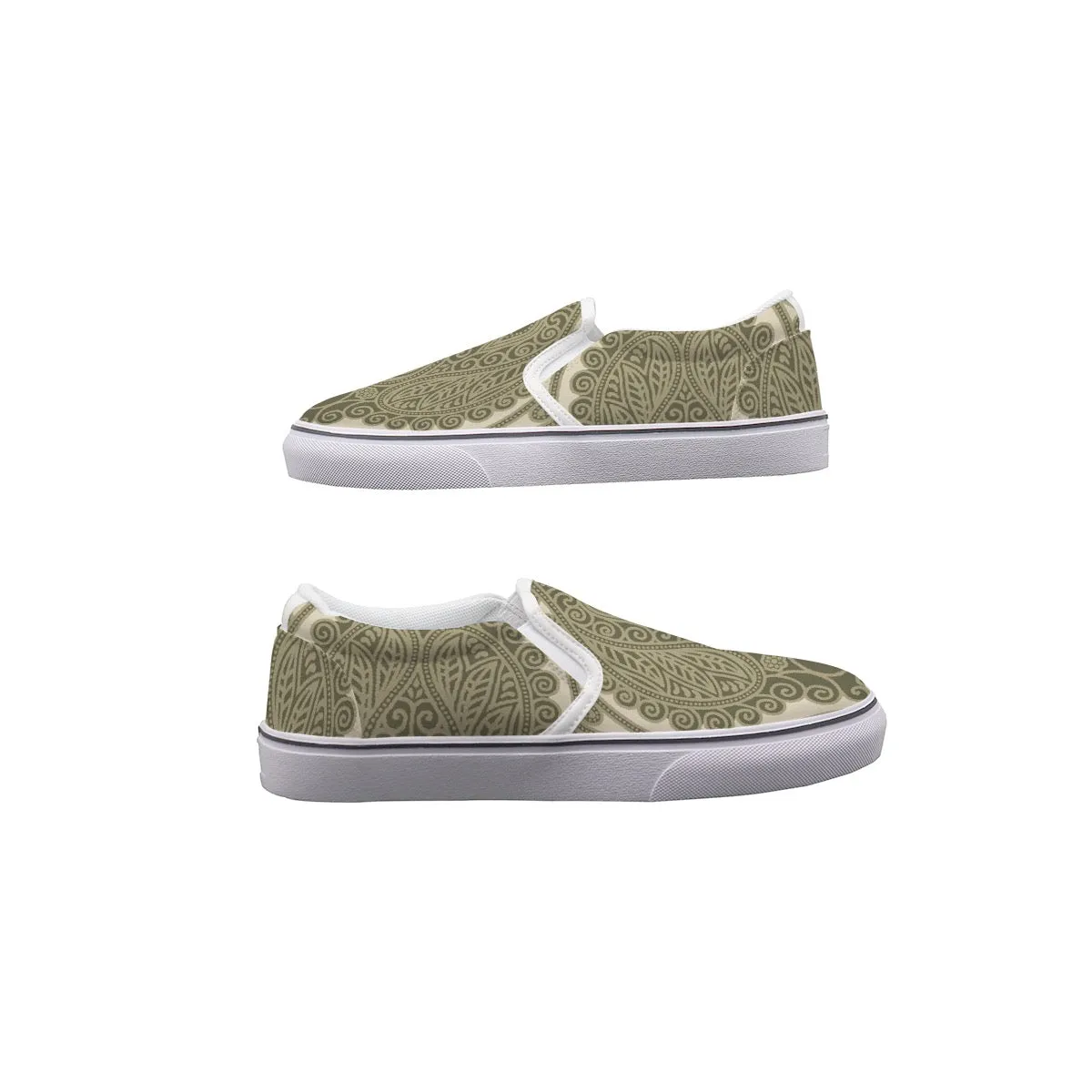 Women's Slip On Sneakers Paisley olive print