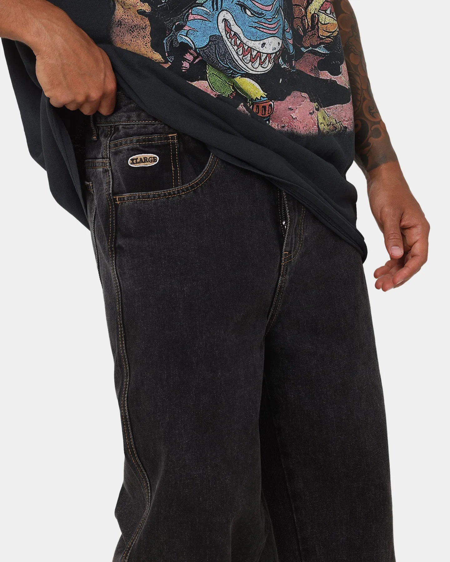 X-Large Bull Denim 91 Pants Washed Black