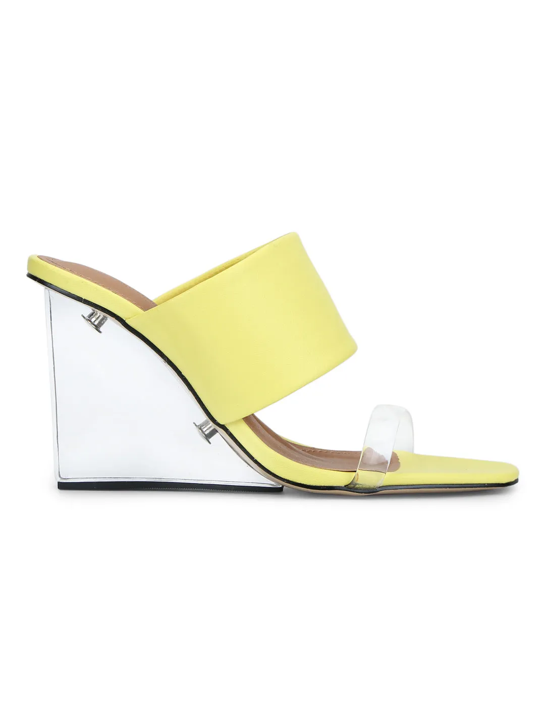 Yellow PU Slip-on Wedges